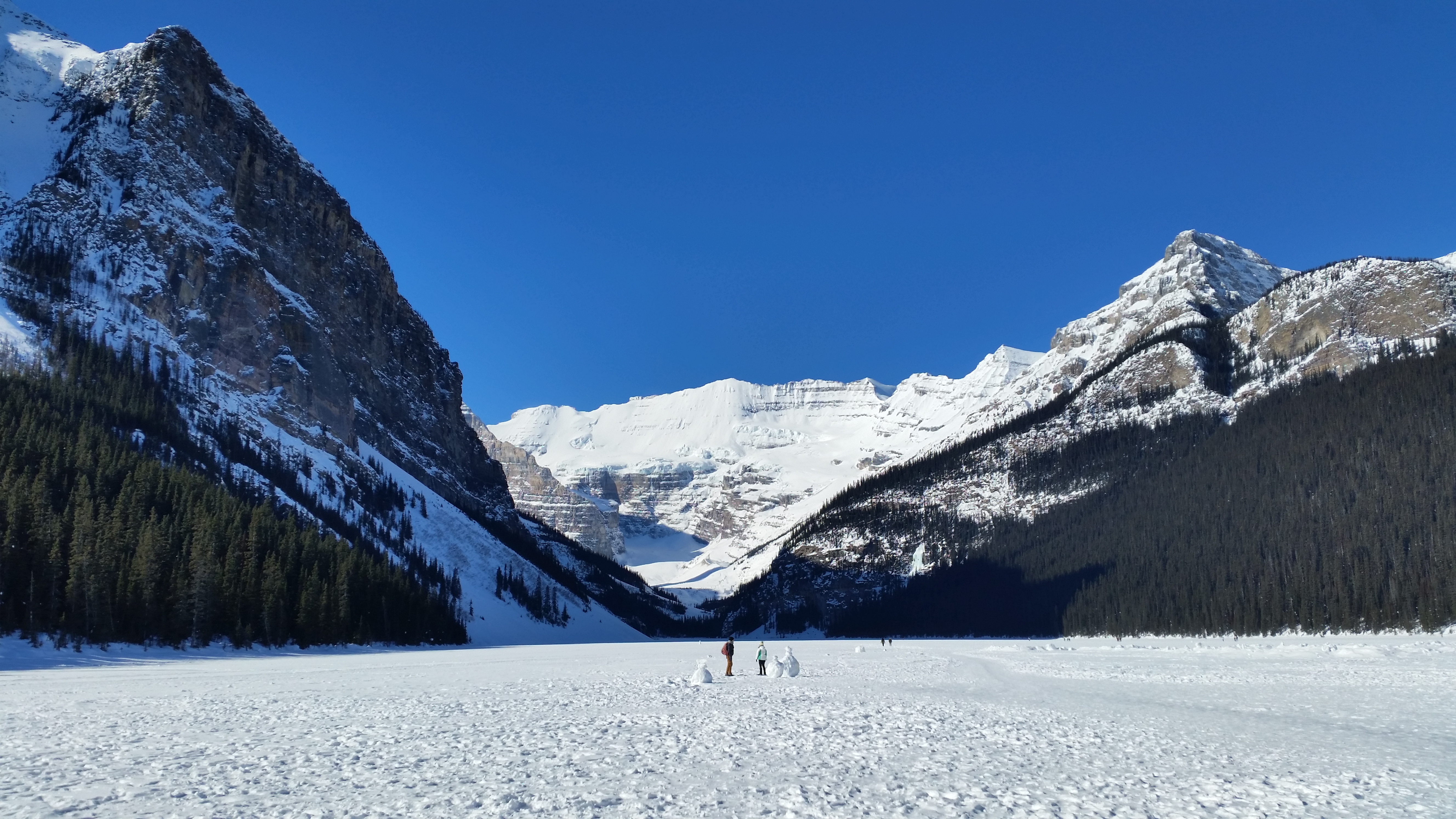 a frozen Lake Louise in Banff National Park