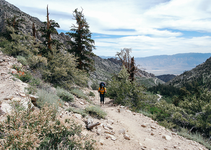 Vivian hiking on the trail to Kearsarge Pass