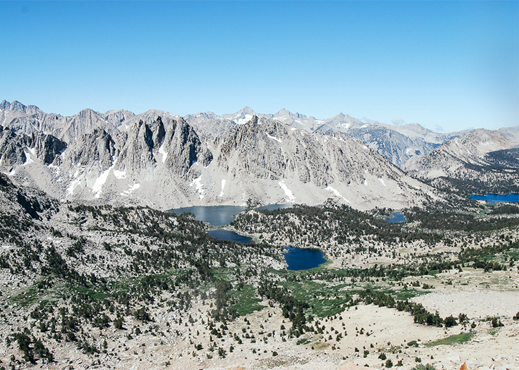 Overlooking lakes in Sequoia National Park on Kearsarge Pass