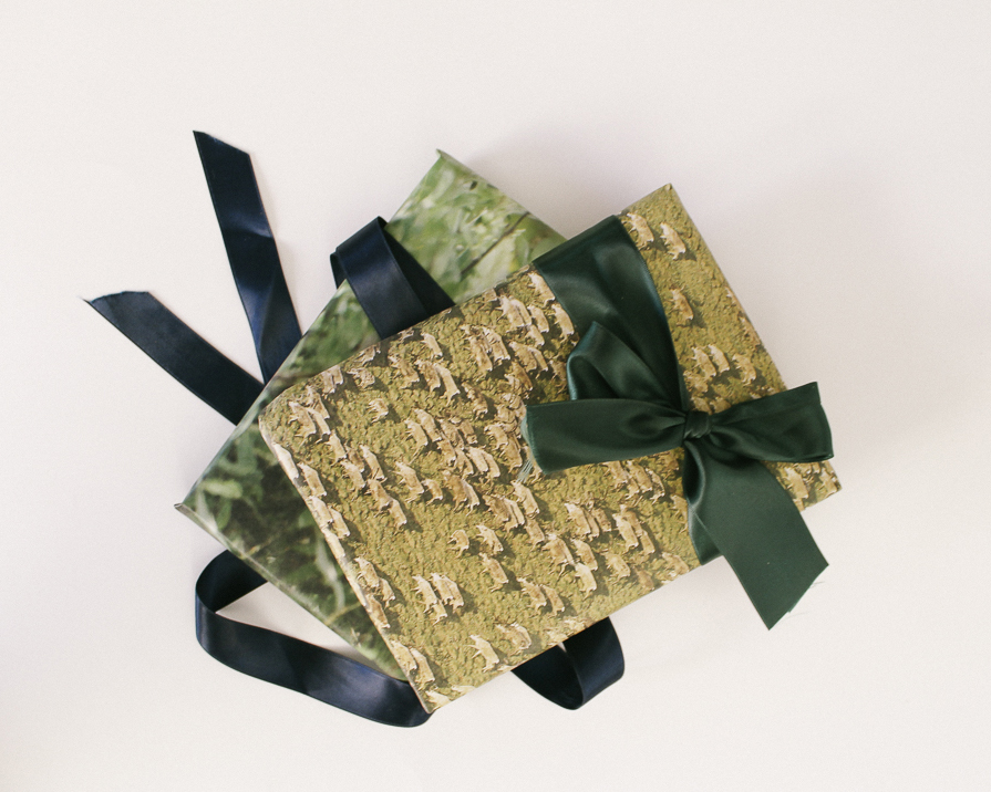 gifts wrapped in reusable paper wrapping