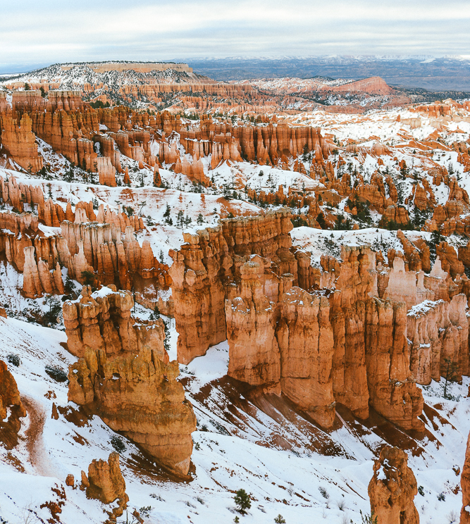 Snow-covered Hoodoos in Bryce Canyon National Park