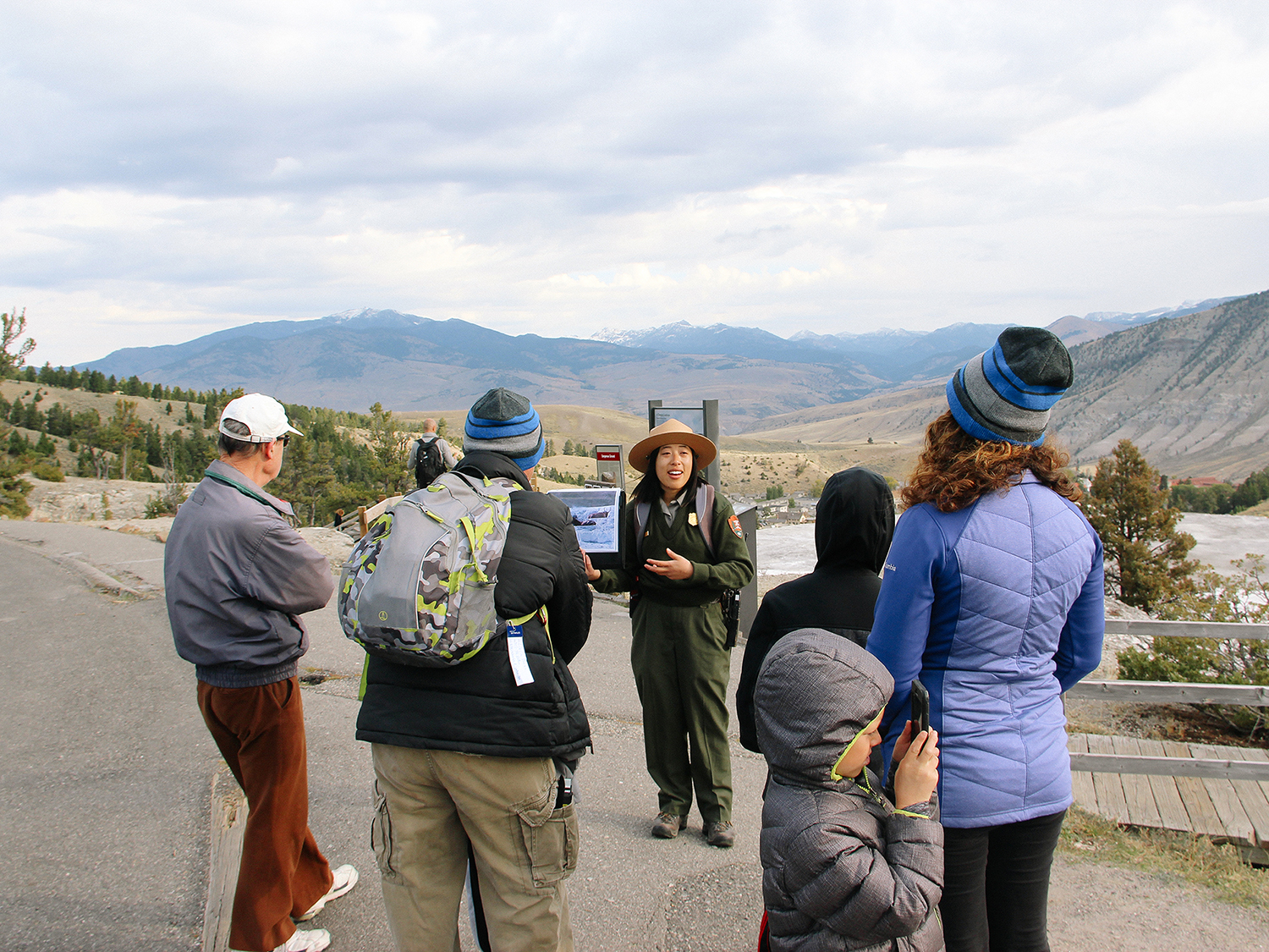 Teaching a program at the Mammoth Hot Springs