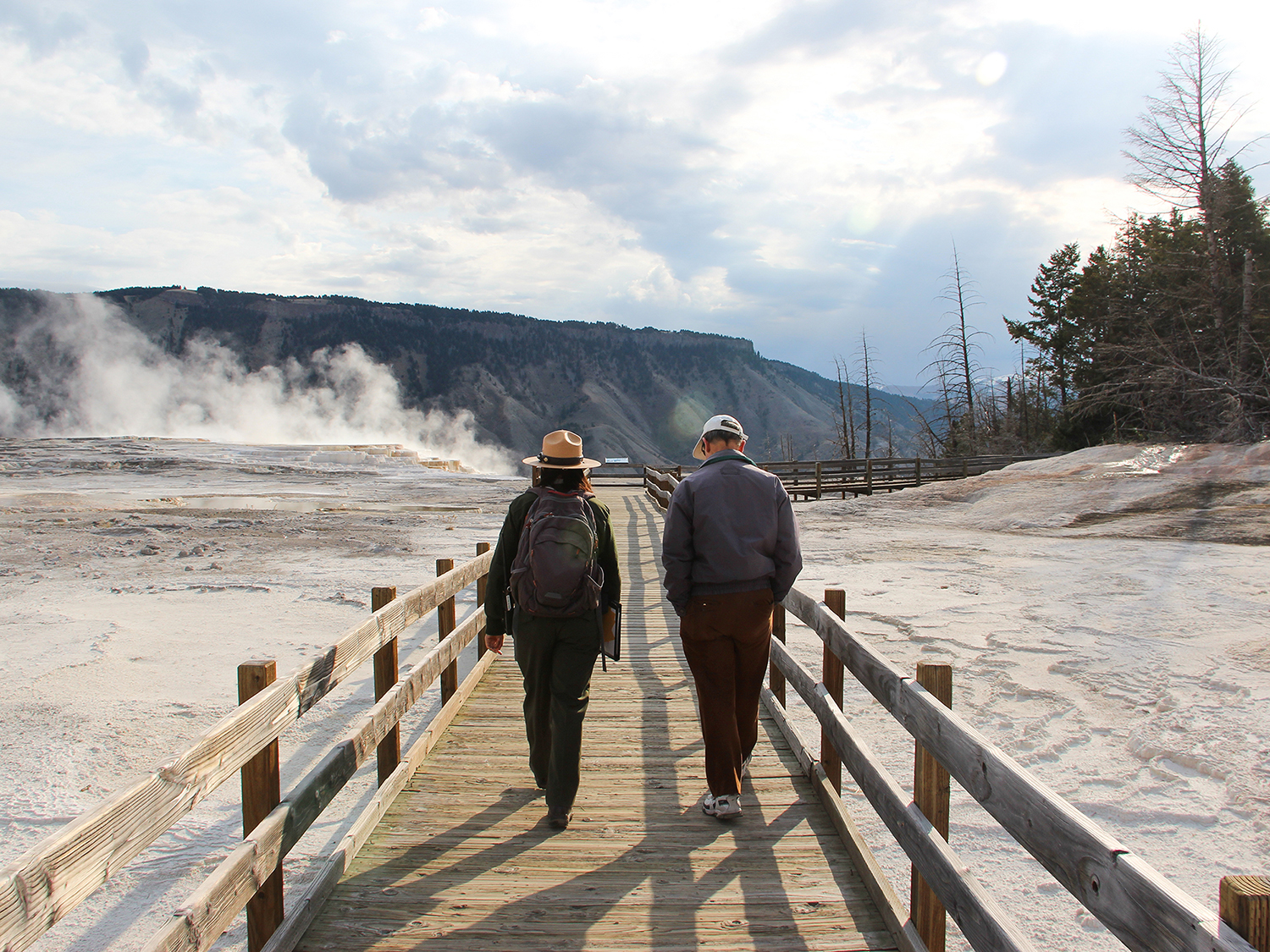 Enjoying a conversation with a visitor