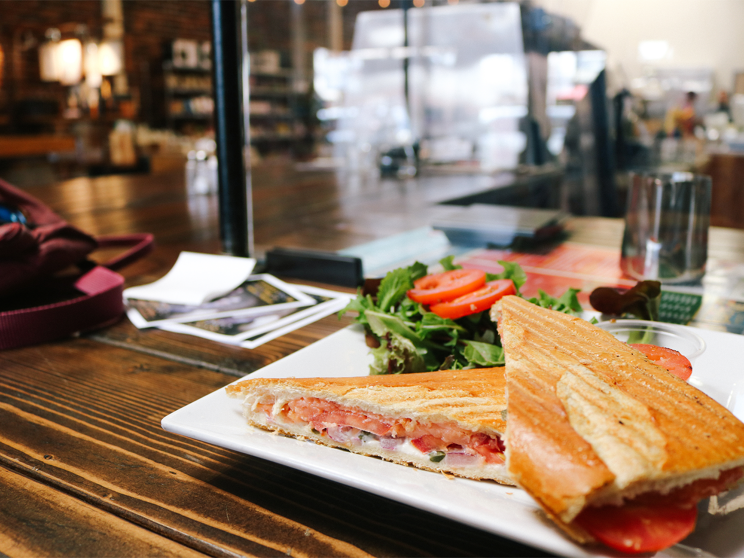 Smoked salmon panini