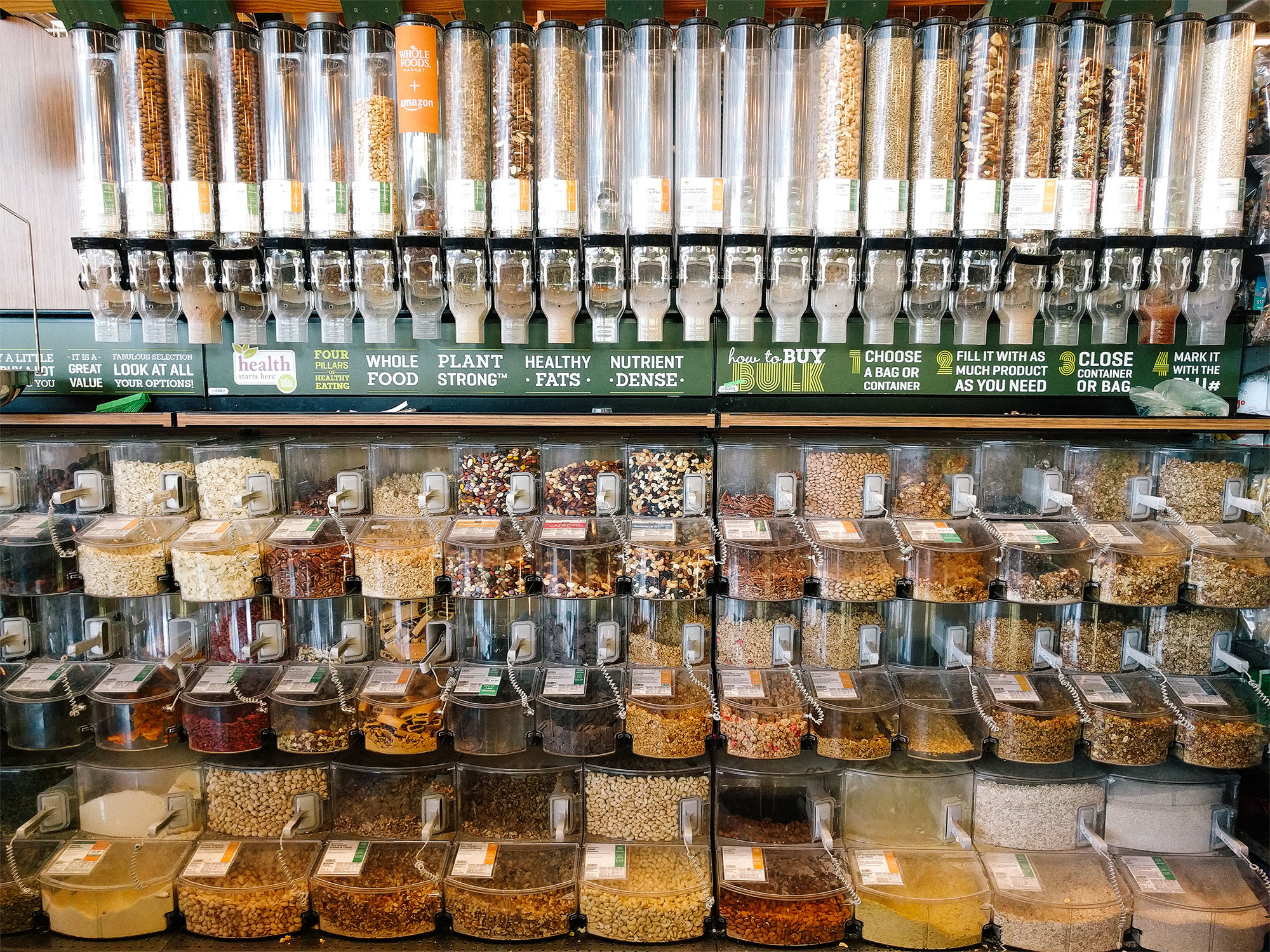 Photo of bulk bins and dispensers