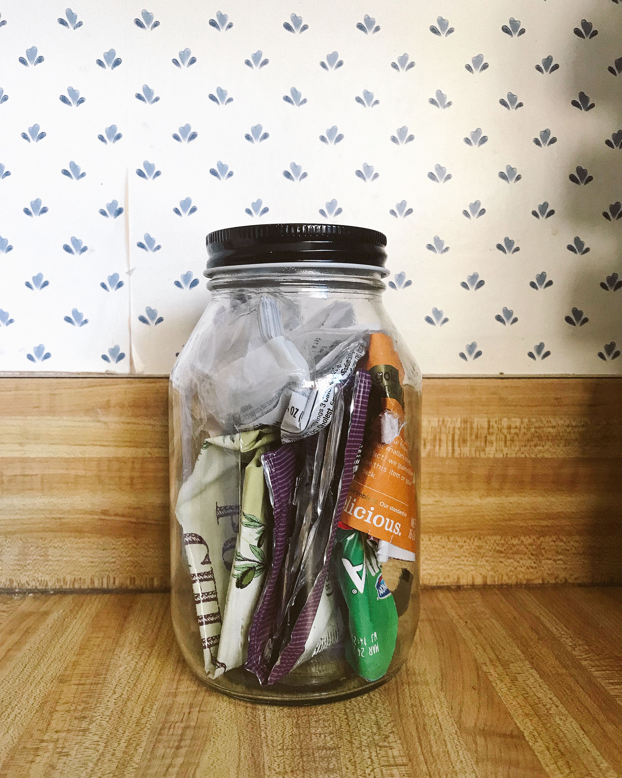 mason jar with waste day 6