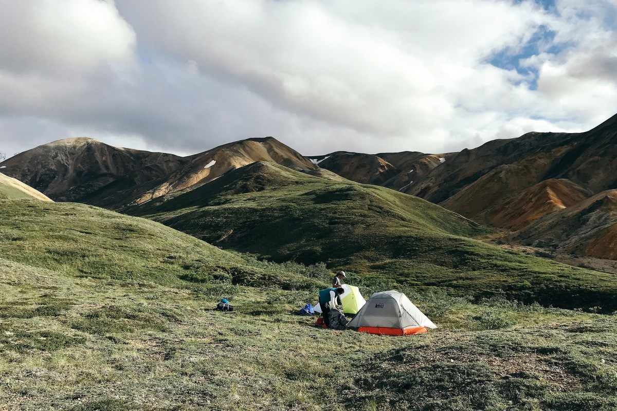 setting up camp in Denali, Alaska